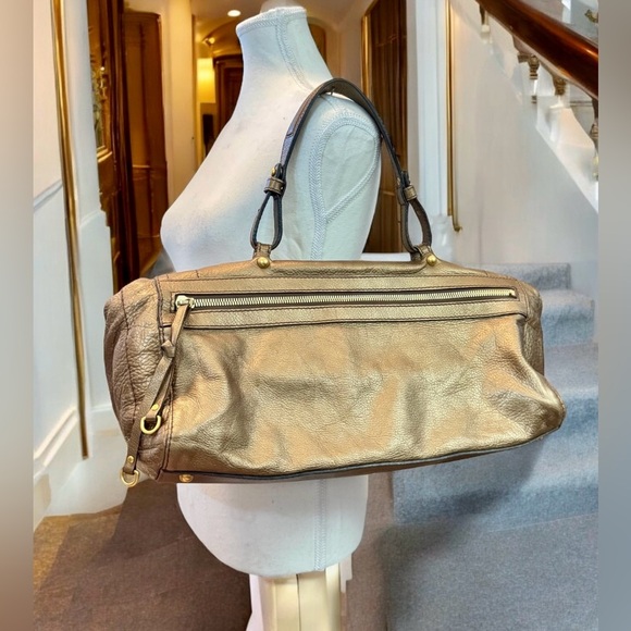 Givenchy Bronze Lambskin Foldover Satchel - Picture 2 of 16